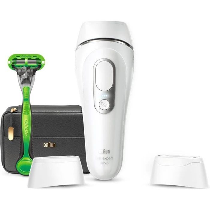 Braun Silk·expert Pro 5 PL5145 - IPL Pour Homme Épilateur Lumière Pulsée À Domicile Blanc/Argent