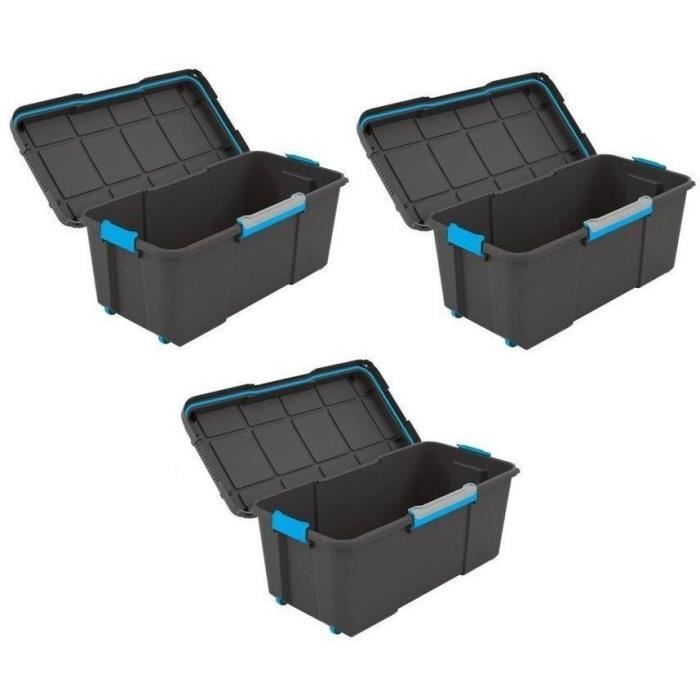 Boîte Rangement 60L Avec Roues & Poignées Clip - Lot De 4 | Stockage Maison Garage Déménagement Organisation - 7