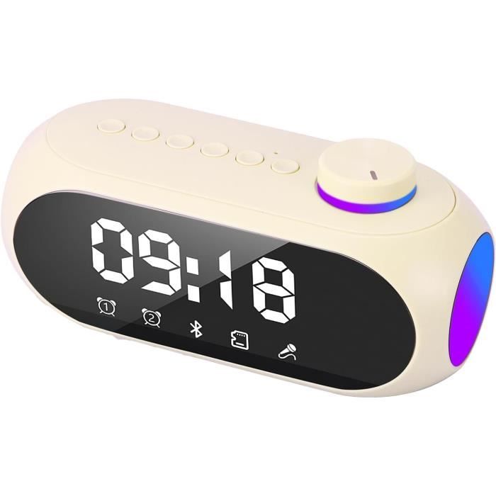 Réveil Enfant Avec Emojis, Veilleuse Et Bluetooth - Double Alarme, Lumière Colorée - Alimentation USB