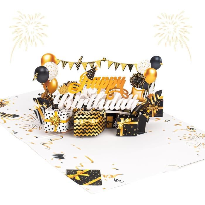 Carte Anniversaire Musicale Pop-Up 3D Jizzu - Avec Lumières LED Et Bougie à Souffler | Cadeau Original Anniv