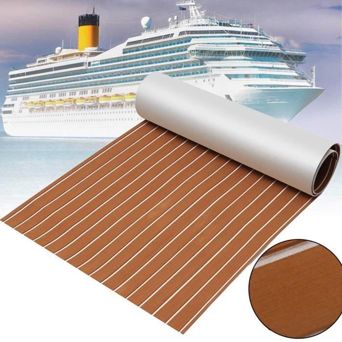 Tapis De Pont EVA Effet Teck 240x90 Cm – Antidérapant, Auto-adhésif, Pour Bateau, Camping-car, Terrasse