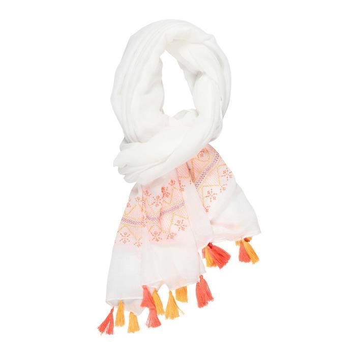 Deeluxe Cheche Blanc En Tissu Avec Pompons Blanc Casse Cdiscount Pret A Porter