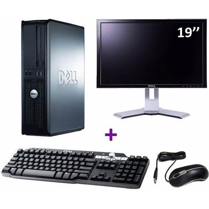 Lot PC DELL Optiplex 760 DT Dual Core E5200 2,5Ghz 4Go 80Go W7 Pro + Ecran 19\