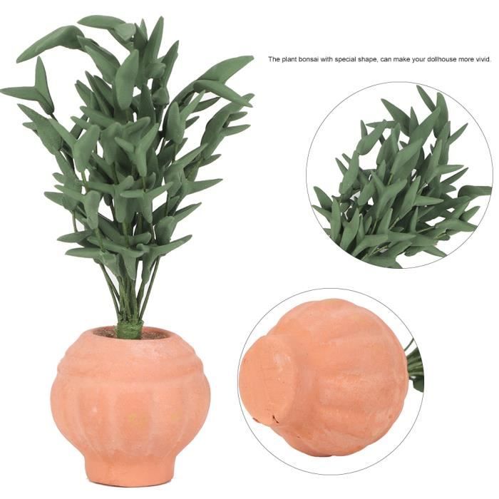 3 Pièces Mini Bonsaï Répulsif Moustiques - Plante Poupée Herbe Longue Avec Plateau Pour Enfants