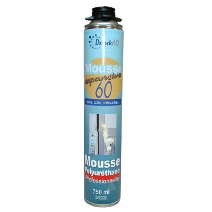 DSTOCK60 1 MOUSSE EXPANSIVE 750 ML MOUSSE POLYURÉTHANE PROFESSIONNELLE ISOLE, COLLE ET
