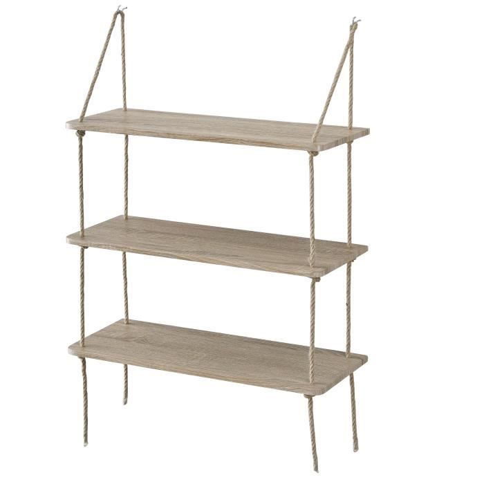 En Casa Etagere Murale Avec 3 Tablettes Avec Fixation De Corde Avec Aspect En Bois 60 X 23 5 Cm Achat Vente Etagere Murale En Casa Etagere Murale Cdiscount
