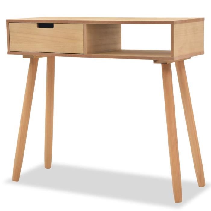 table console - fdit - bois de pin massif - rectangulaire - marron - campagne