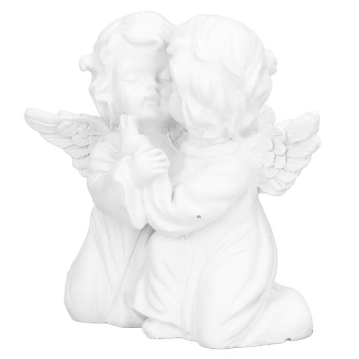 Lot De 2 Petits Anges Chérubins En Plâtre Blanc - 26 Cm - Déco Vintage