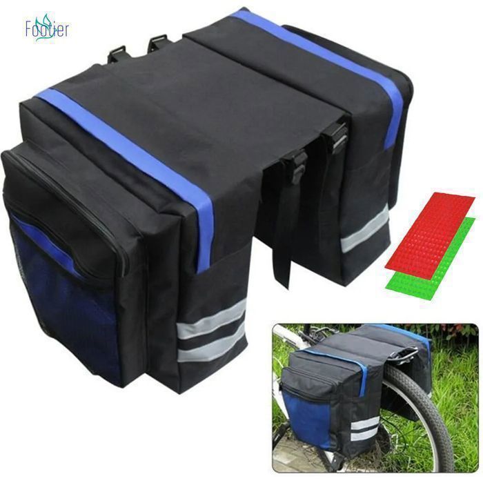 Sac à dos de vélo FOOTIER - Porte-bagages arrière - Double sac Selle étanche - VTT Sac de vélo de route - Bleu