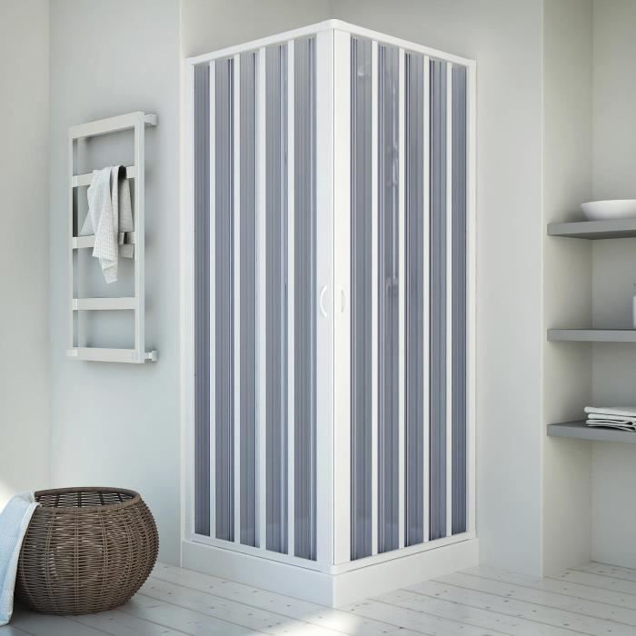 Cabine Douche Pliante Idralite 75x75 Cm - Parois PVC Blanc Ouverture Centrale H 185 Cm