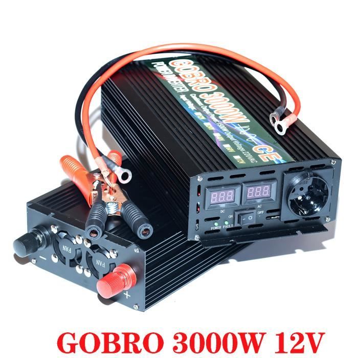 Convertisseur 3000W pur sinus ecran LCD（DC 12V à 220V AC ）- Onduleur