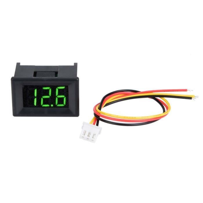 Voltmètre Numérique étanche DC 0-100V - Affichage LED Rouge - Pour Voiture, Moto, Bateau, Camping-car - Installation Facile - 5