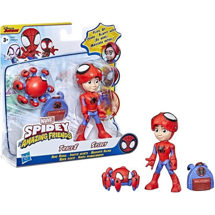 Spider-Man Spidey and His Amazing Friends - F2243 - Identité secrète - Pack  2 pcs Figurines articulées 10cm - Spidey + Trace-E