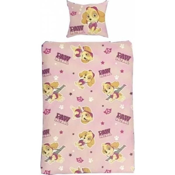 Parure de couette - HOMEROKK - Pat Patrouille - 140x200 cm - Drap housse 90x190 - Rose pale Parure de couette - HOMEROKK - Pat Patrouille - 140x200 cm - Drap housse 90x190 - Rose pale