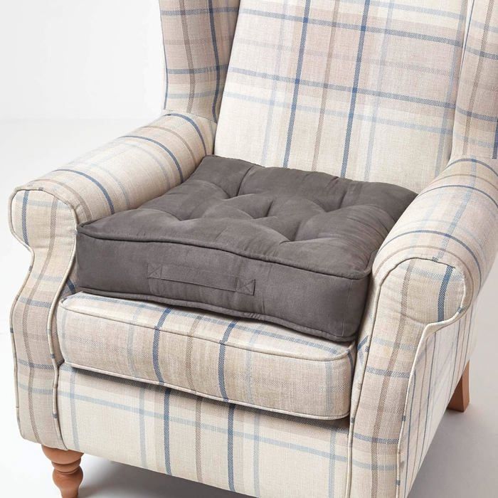 Coussin dassise rehausseur en suédine Gris foncé 50 x 50 x 10 cm Coussin dassise rehausseur en suédine Gris foncé 50 x 50 x 10 cm