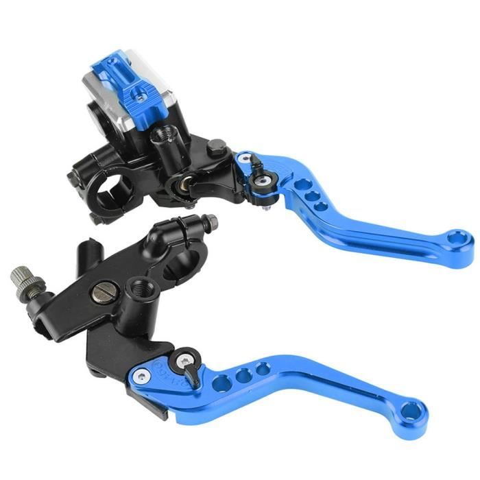 Leviers Maître-Cylindre Frein Embrayage Moto Universels 22mm - Paire Bleu Avec Réservoir