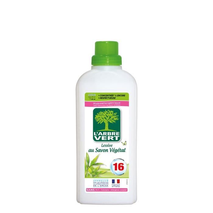 Lessive liquide hypoallergénique au savon végétal L'Arbre Vert 720ml sur
