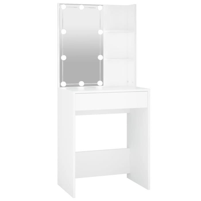 Coiffeuse LED - MOTHINESSTO - Mothiness - blanc - bois dingénierie - 60 x 40 x 140 cm