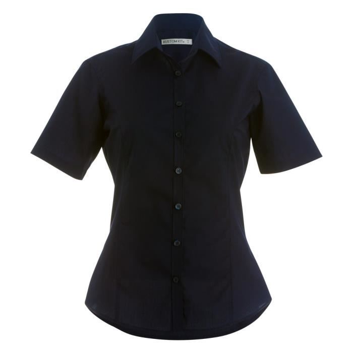 Kustom Kit Chemisier A Manches Courtes Femme Noir Cdiscount Pret A Porter