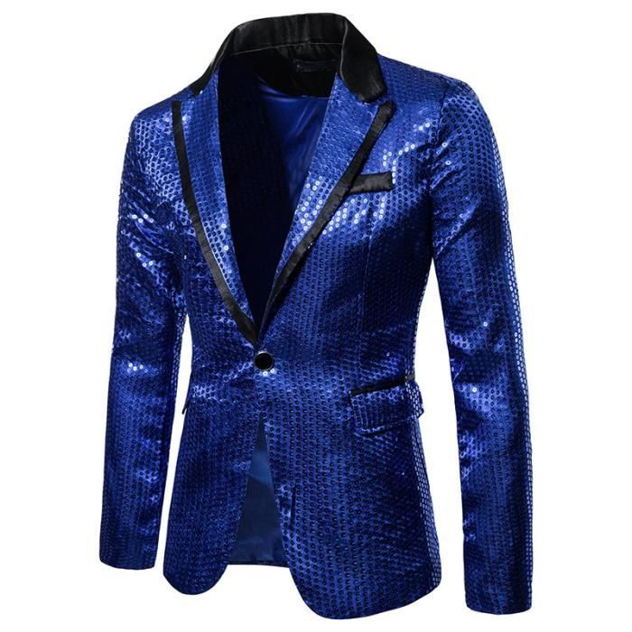 Sakko Blazer Homme Solide – Veste Costume Affaires Coupe Ajustée 1 Bouton Mariage & Loisirs