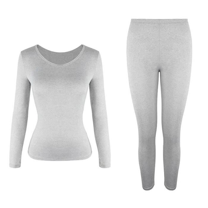 Ensemble De Sous-vêtements Thermiques Femme, Ski, Gris, Taille M, Haute Et Bas, Sèche Vite