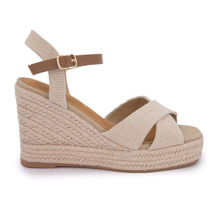 Sandales Compensées Femme à Lacets – Devant Fermé, Semelle Plateforme En Paille, Talon Bloc, Nombreuses Couleurs