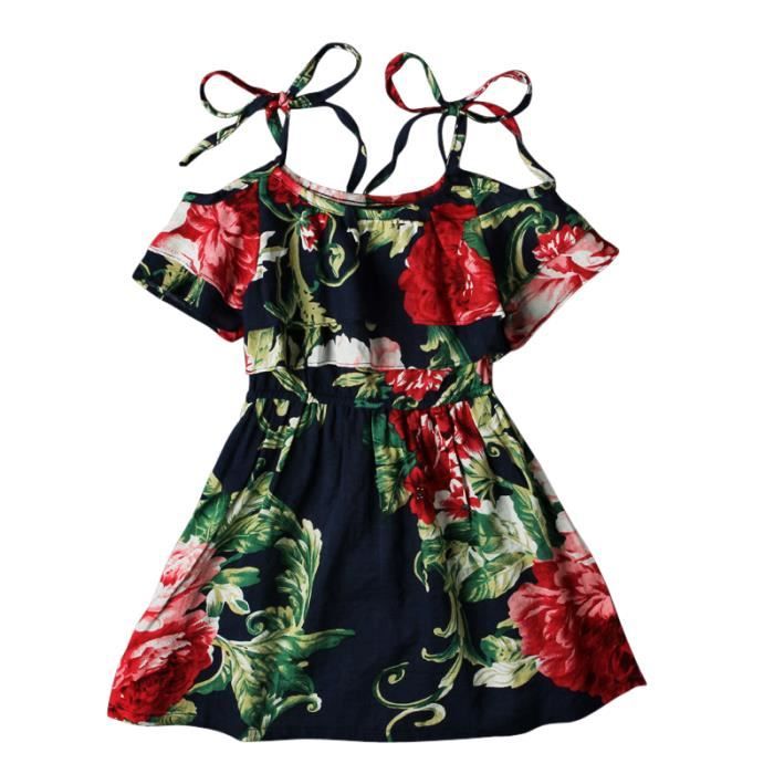 Bébé Enfants Filles Off épaule Floral Coeur d'été Princesse Dress Vêtements