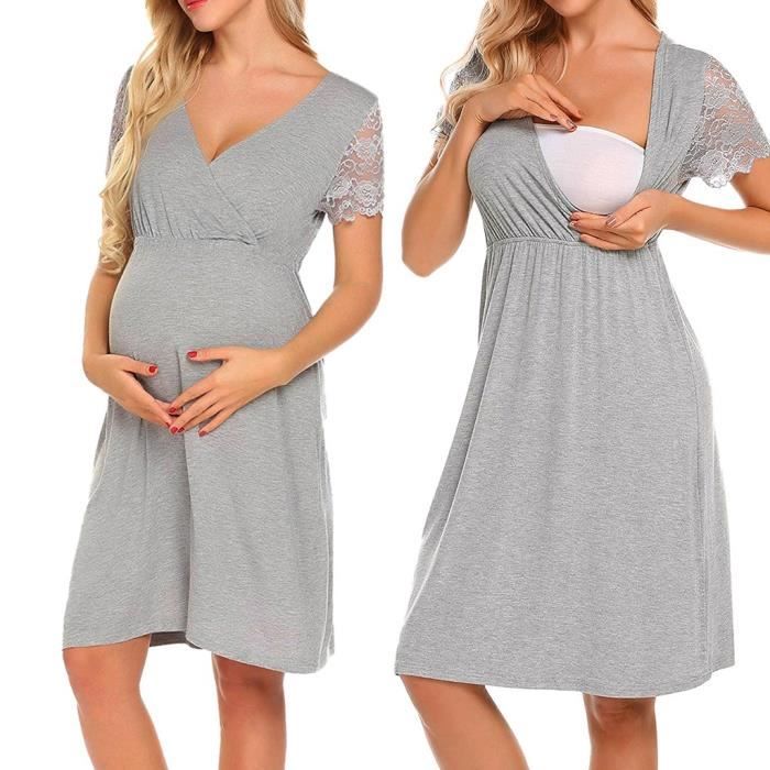 Robe De Grossesse De Chemise De Nuit D Allaitement Pour Femmes Enceintes L Rouge Cdiscount Pret A Porter