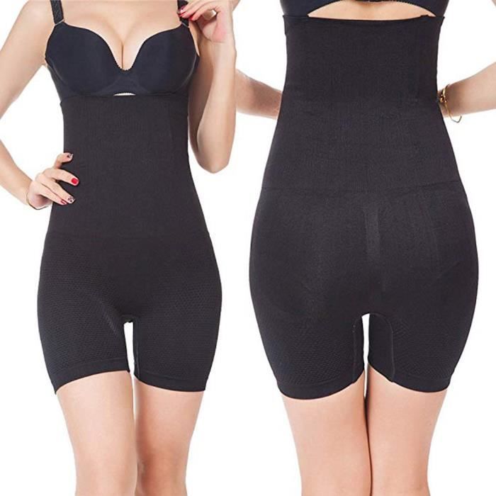Shorts Sauna Shapewear Pour Femmes - Contrôle Du Ventre - Noir/Argent