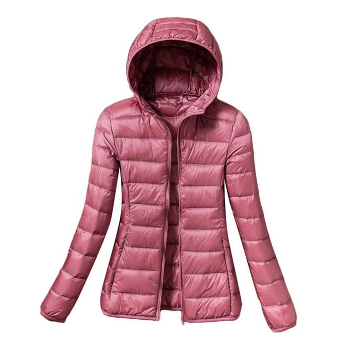 Doudoune Femme Longue Ultra Légère - Capuche Amovible - Isolation Duvet - Pour Automne/Hiver
