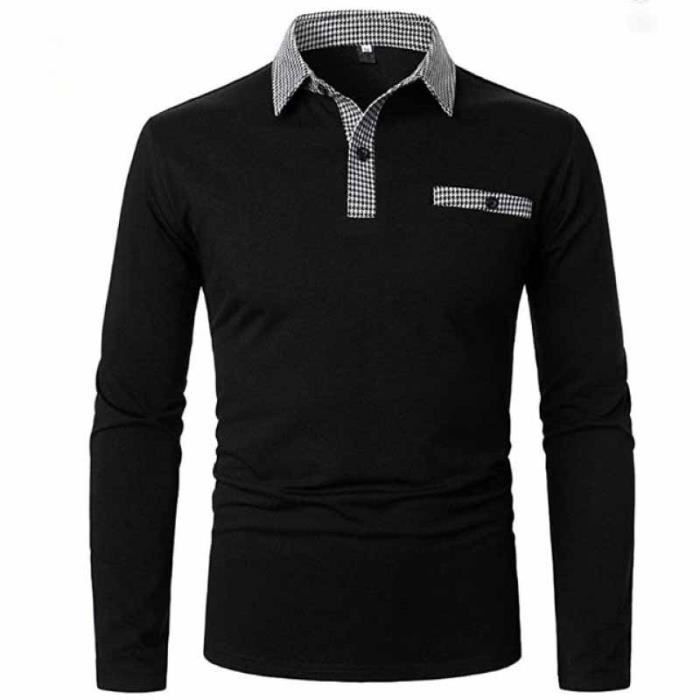 T-shirt Manches Courtes Homme Col Boutonné - Coupe Ajustée Uni - Polyester Respirant - Neuf