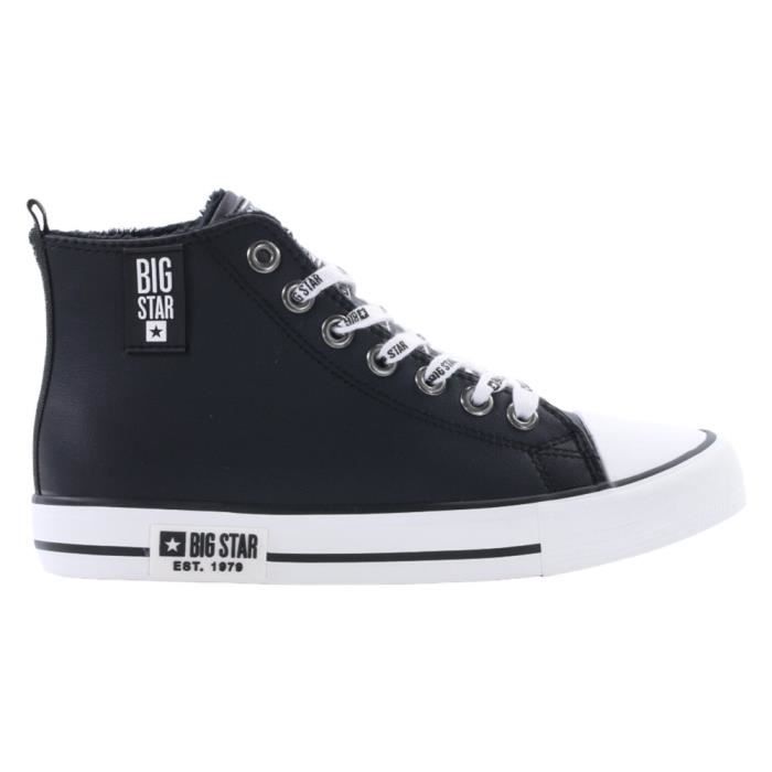 BIG STAR Chaussures Femme BIG STAR KK274598 Noir - Dessus Synthétique - Talon Plat - Lacets