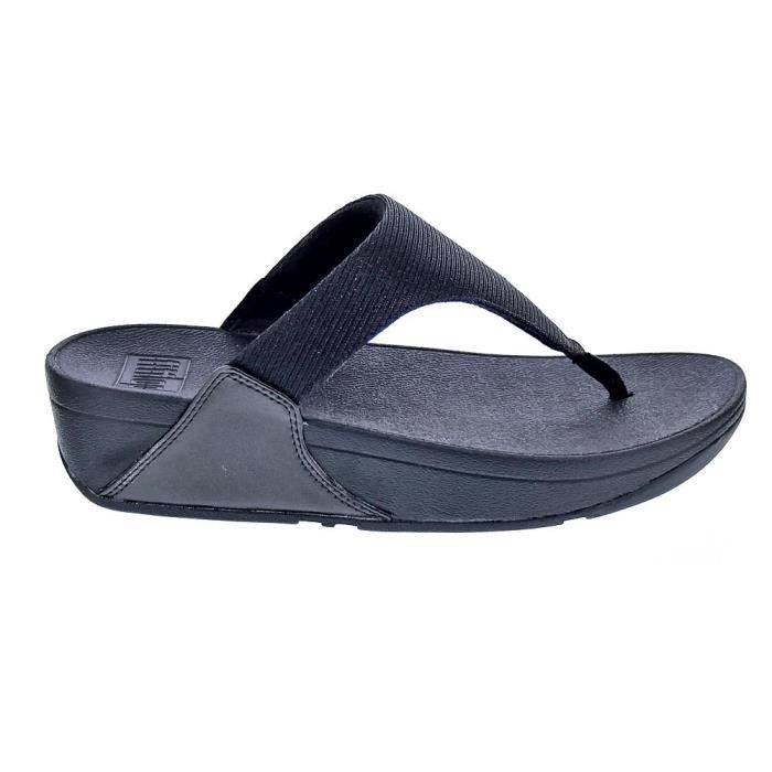 Sandales FitFlop Lulu Shimmerlux Noir/Blanc Talon Compensé