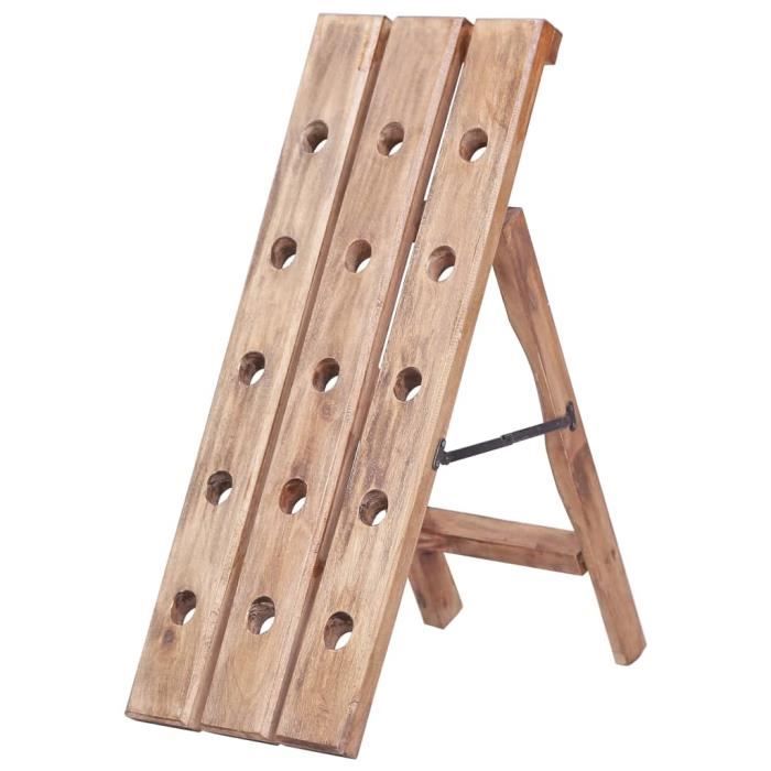 casier a bouteilles etagere a bouteille cave a vin de conservation 15 bouteilles 26x50x70 cm bois recuperation cdiscount electromenager