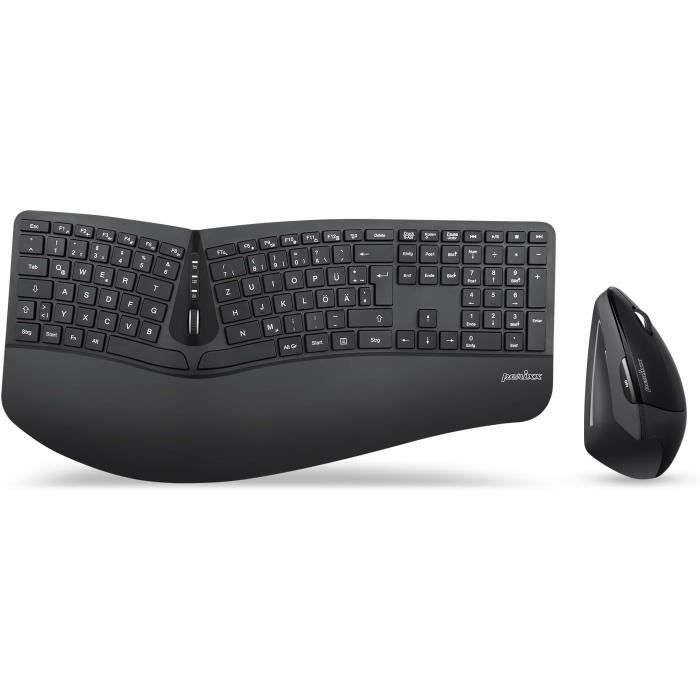 Ensemble clavier et souris ergonomique tout-en-un avec technologie sans fil 24 GHz