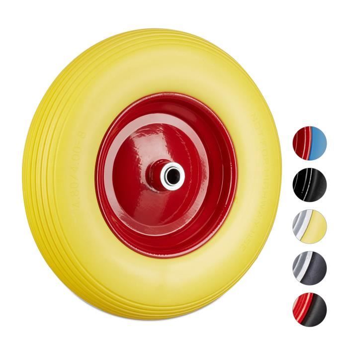 Roue - Pneu de brouette 4.8/ 4.00-8 avec Axe jaune Increvable Charge  jusqu'à 160 kg - 51258 - Cdiscount Jardin