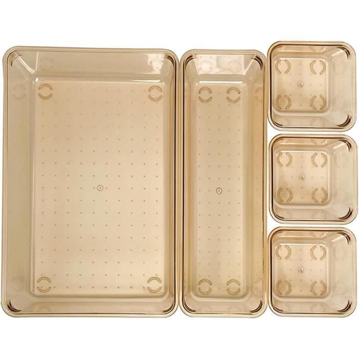 Kit D'organiseurs De Tiroirs Modulables - 8 Boîtes En Plastique Vert Pastel, 4 Tailles - Sans BPA, Lavable Lave-vaisselle - Pour Cuisine, Bureau, Salle De Bain