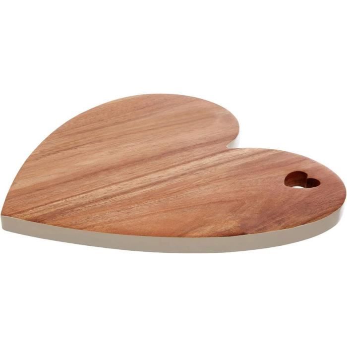 Planche à Découper En Bois D'Acacia 30 X 28 Cm - Design Naturel Avec Cœur