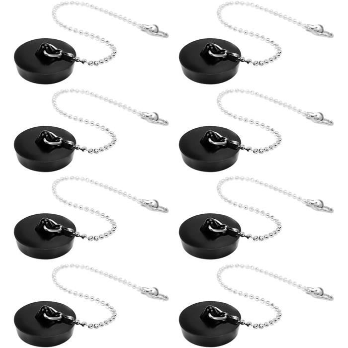 Lot De 3 Bouchons De Baignoire Universels 40-45mm Avec Chaîne Inox - Bouchon Évier Cuisine Salle De Bain