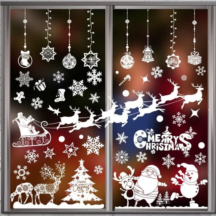 Kit De 246 Autocollants De Noël Réutilisables Pour Fenêtre - PVC électrostatique, Motifs Père Noël, Rennes, Flocons - 3