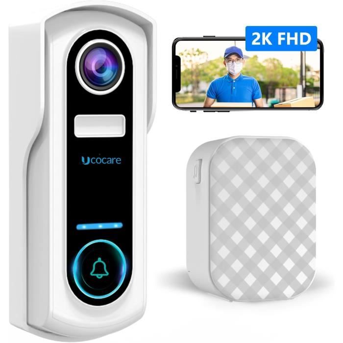 Sonnette Vidéo AOSU V8E 2K QHD SE - Étanche - Vue 170° Tête-aux-Pieds - Batterie