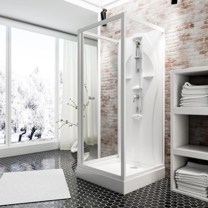 Cabine de douche intégrale, 80 x 120 cm, porte coulissante, 80 x 120 cm, paroi latérale à droite, ouverture vers la gauche, Schulte
