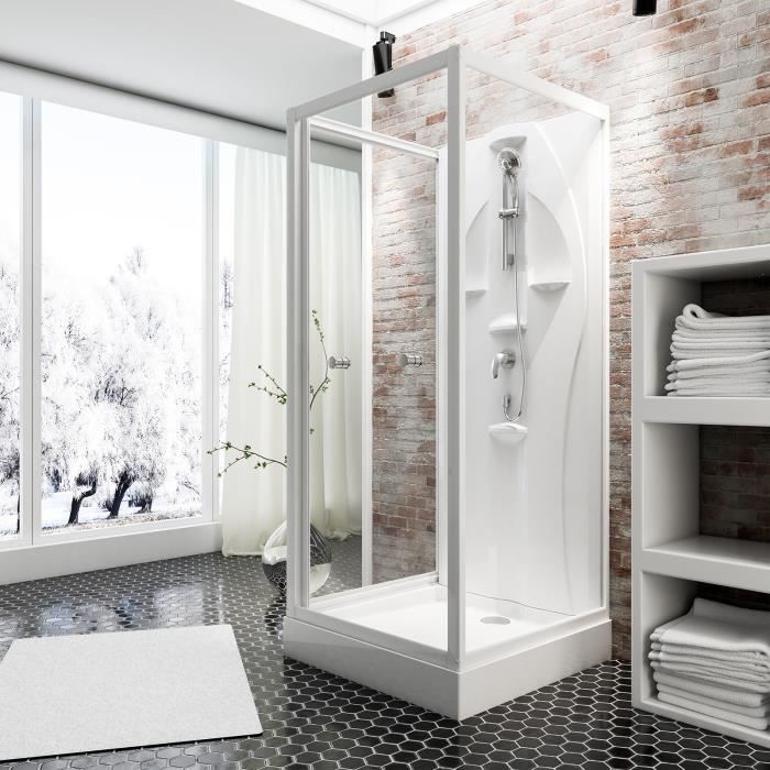 Cabine de douche intégrale 90 x 90 x 210 cm, verre de sécurité 5 mm, cabine de douche complète, blanc alpin, Juist, Schulte