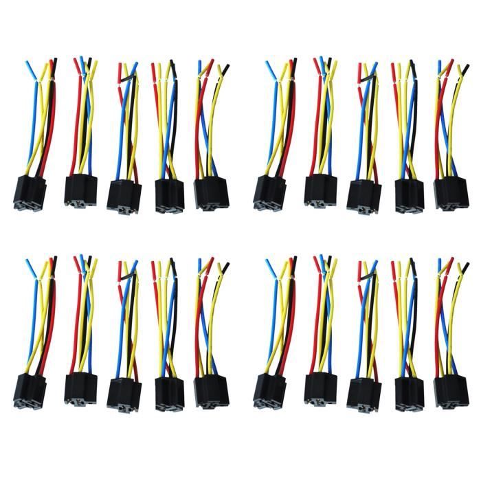 Prise Relais 5 Broches Avec Câbles Pour Auto 12V - Harnais De Connexion, Multicolore