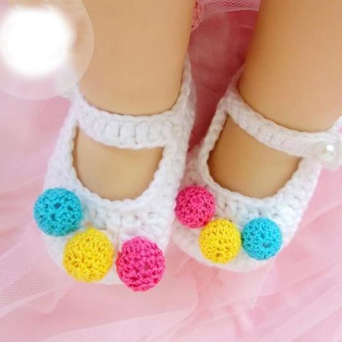 Sopear 1 Paire Chaussons Pour Bebe Tricote Laine Faits Main Au Crochet Nouveau Ne Petite Botte Pour Bebe De 0 A 12 Mois Blanc 1 Cdiscount Maison