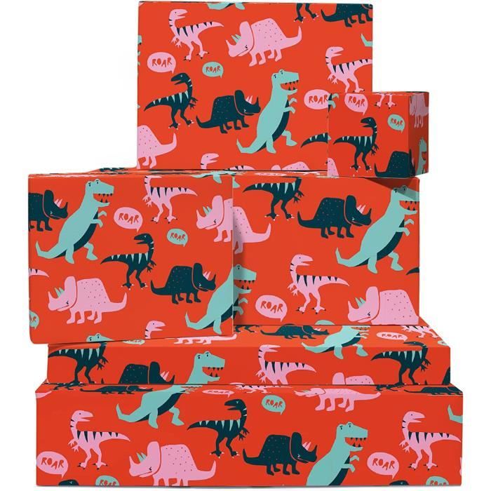 Papier Cadeau Anniversaire Thème Océan - 4 Feuilles 50x70 Cm, Ruban Rouge Inclus