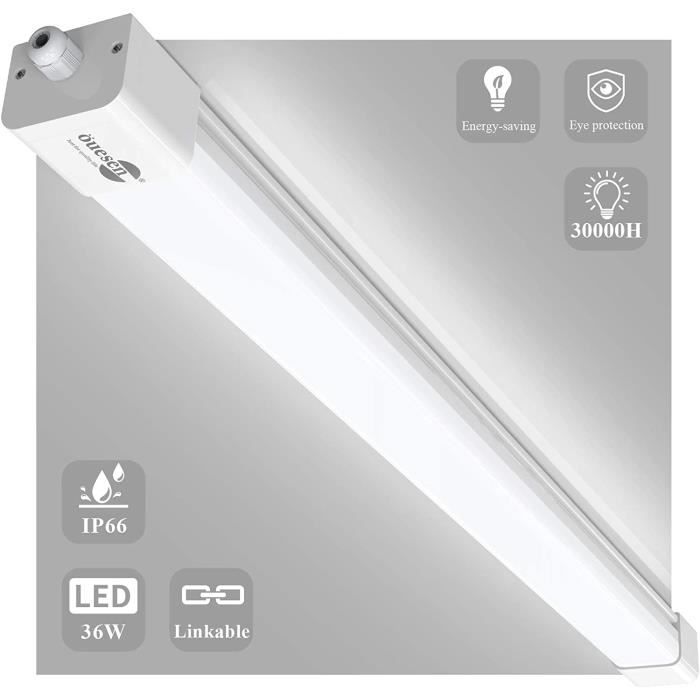 Tube Led Neon Led 120cm 36W Öuesen Réglette LED Étanche IP66 Néon Tube LED Plafonnier pour