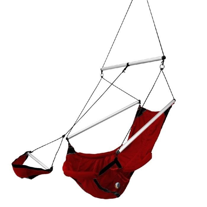 Ticket to the moon Moon Chair fauteuil suspendu en soie de parachute rouge rouge Polypropylène Taille moyen with footrest max 12
