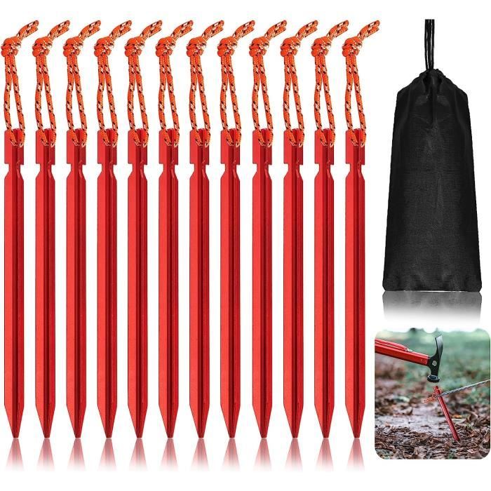 16pcs Sardines de Fixation de Tente de 18 cm, Sardines Camping alu