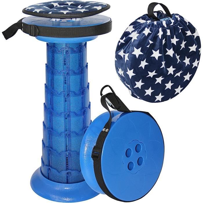 Tabouret Camping Pliable Télescopique – Réglable 6.6-43.7cm, 150kg, Léger 1.2kg, Orange